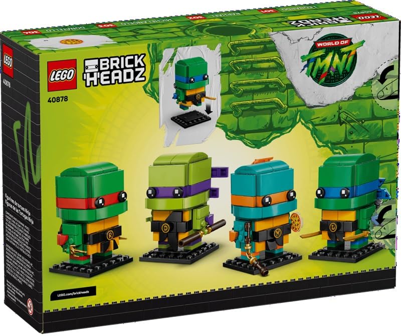 LEGO BrickHeadz Teenage Mutant Ninja Turtles Set - 567 Pieces, All 4 TMNT Figures with Iconic Weapons & Pizza Accessory - Ages 10+ - Gift for Kids &
