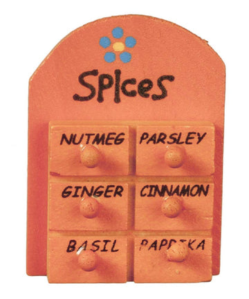 Town Square Miniatures Dollhouse Wooden Spice Rack Miniature 1:12 Kitchen Accessory