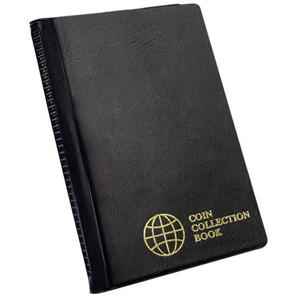 Coin Collection Album 60 Pockets - 4.5x4.5cm/1.8x1.8 inch Coin Holder Book Coin Storage Album Money Penny Pocket for Collectors Black CS0106BK