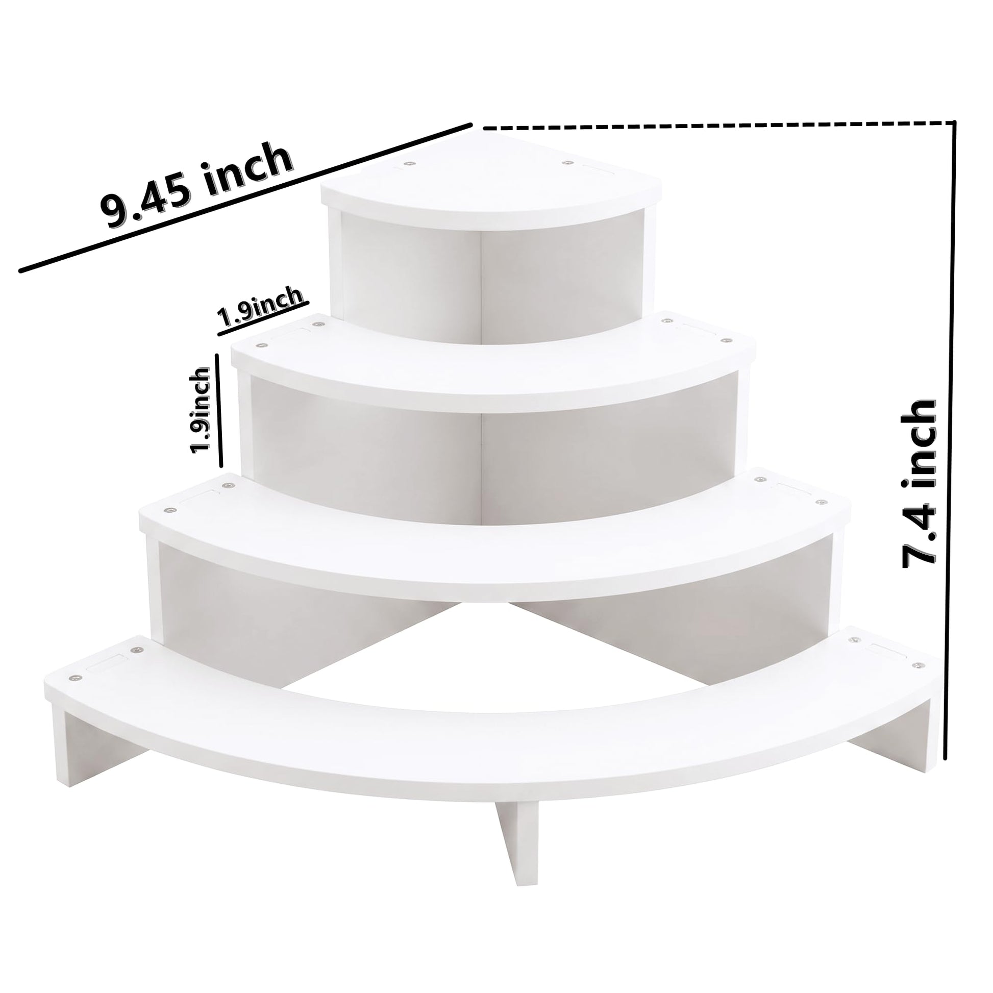 2PCS Tier Corner Shelf Display Riser for Figurines - Curved Wooden Display Shelf for Mini Figures, Collectibles, Space Saving Desktop Display Stand