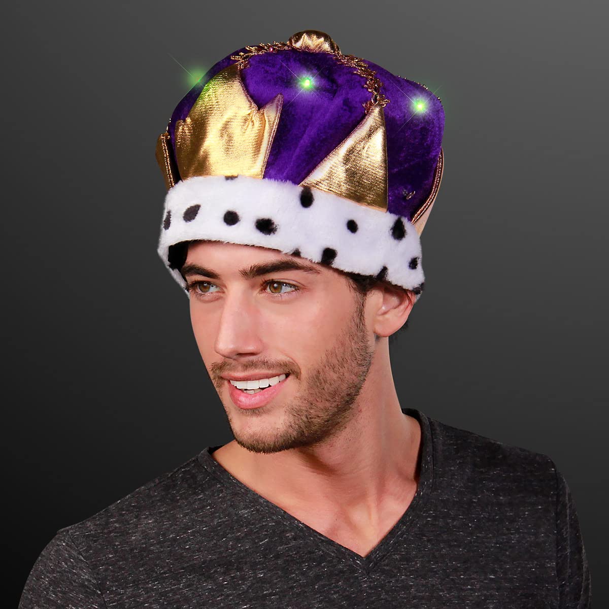 FlashingBlinkyLights Light Up Mardi Gras King Crown Hat