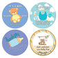 Creanoso Baby Shower Stickers for Boys (10-Sheets x 16 Designs) - Individual Small Size 1.5 Inches in Diameter, Unique Designs DIY Decoration Art