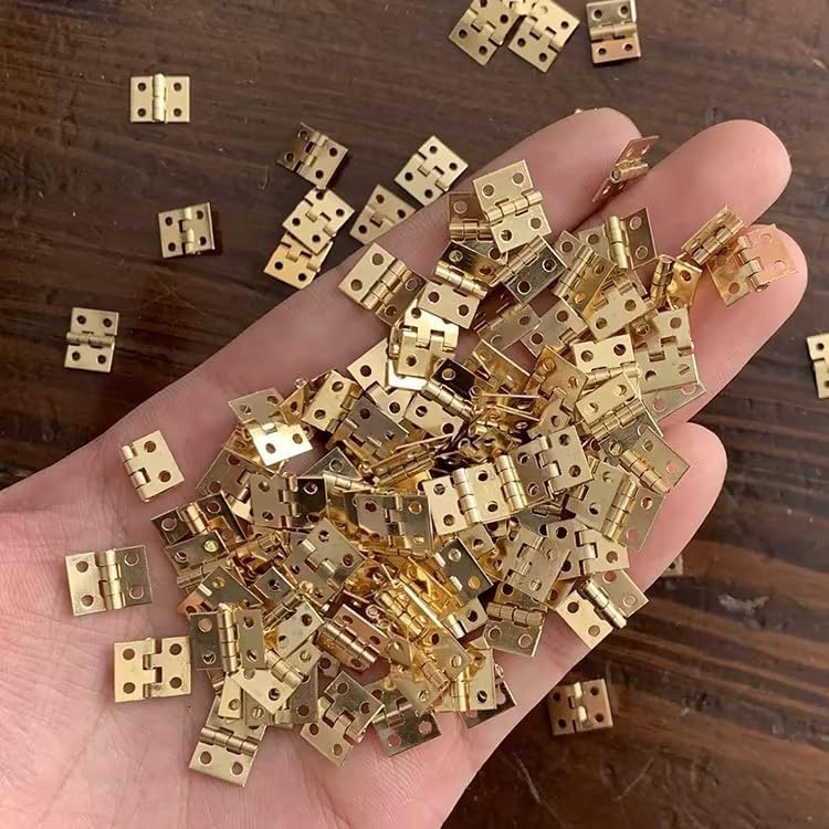 Miniature Door Hinges with Screws, 4 Pieces, 1:12 Scale, Suitable for Decoration, Dollhouse Accessories