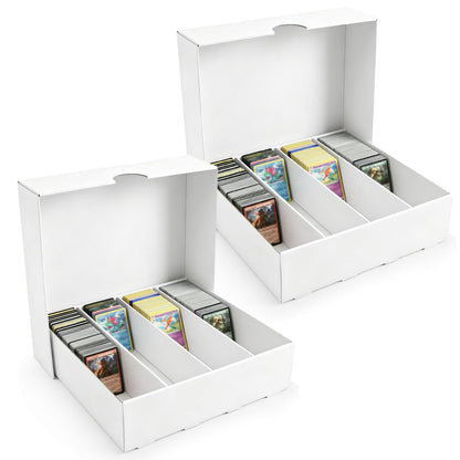 Sbarklo Trading Card Storage Box, 3120 Count Cardboard Card Storage Box with Dividers, 2-Pack 4 Row Card Boxes for Sports Cards, Baseball Cards, TCG