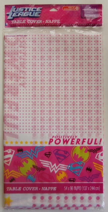Justice League Girls Birthday Plastic Table Cover by Hallmark Party