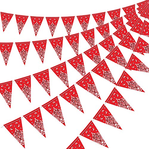 Boao 5 Pack Western Cowboy Party Decorations Bandana Pennant Banner Wild West Decor Western Cowboy Themed Yee Haw Country Party Decoration Supplies