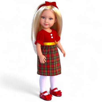 MBD Holiday Dress with Headband for 12-14.5 Inch Dolls- 14 Inch Doll Clothes