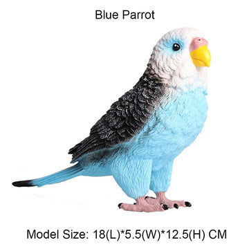 FLORMOON Animal Figures Realistic Large Parrot Plastic Early Educational Toys Cupcake Topper Party Gift for Kids 2+ Year Old(Blue)