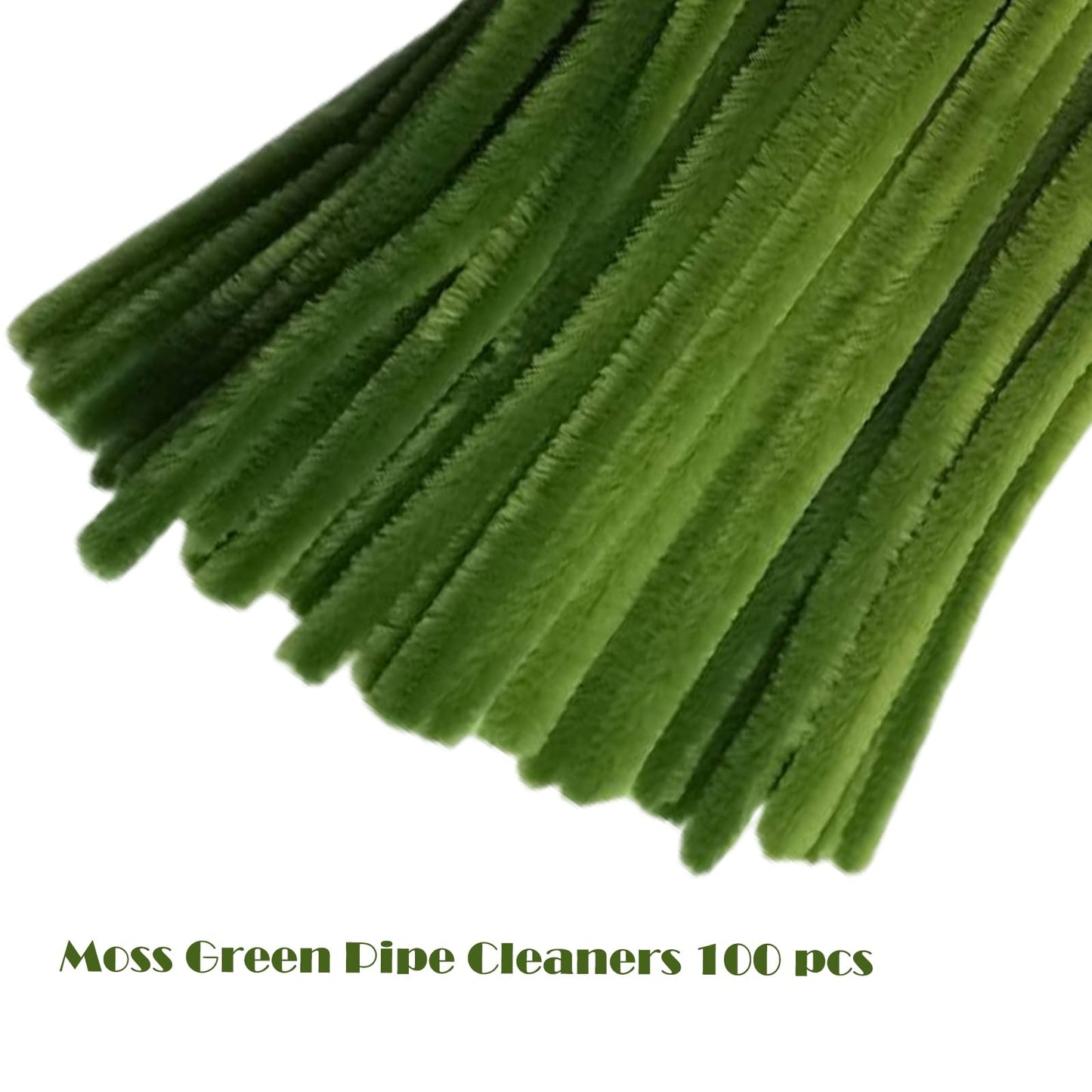 Swpohrat 100 Pieces Moss Green Pipe Cleaner Craft Set,Thick Fuzzy Chenille Stem Pipe Cleaners for DIY Craft Projects and Decorations