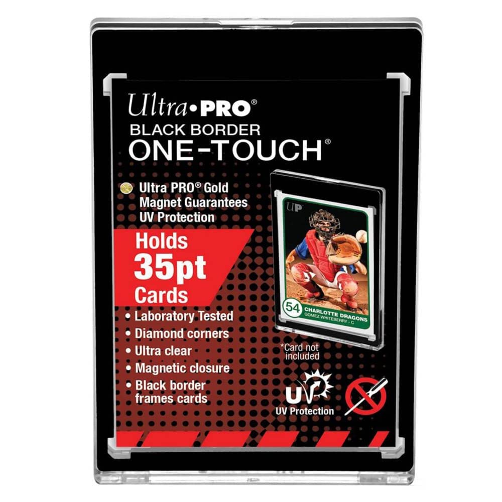 Ultra PRO ONE?Touch Magnetic Card Holder 35pt Black Border with UV Protection - 5 Pack Premium Trading Card Display Cases