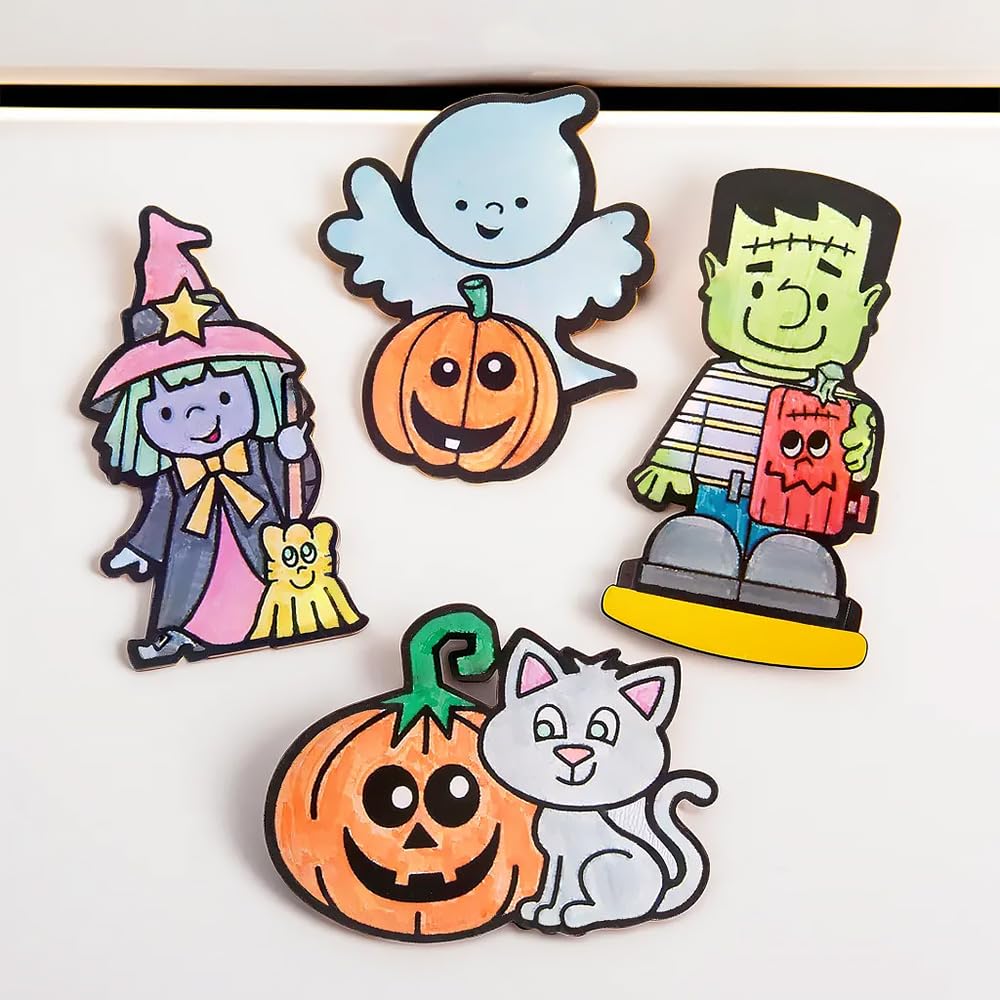 Color Your Own Fuzzy Halloween Magnets -50 Pc - Crafts for Kids and Fun Home Activities