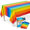 Oojami 4 Pack Rainbow Tablecloths 54 x 108 Inch - Disposable Plastic Table Covers for Birthday Party, Baby Shower, Carnival, Rectangle Table, Colorful