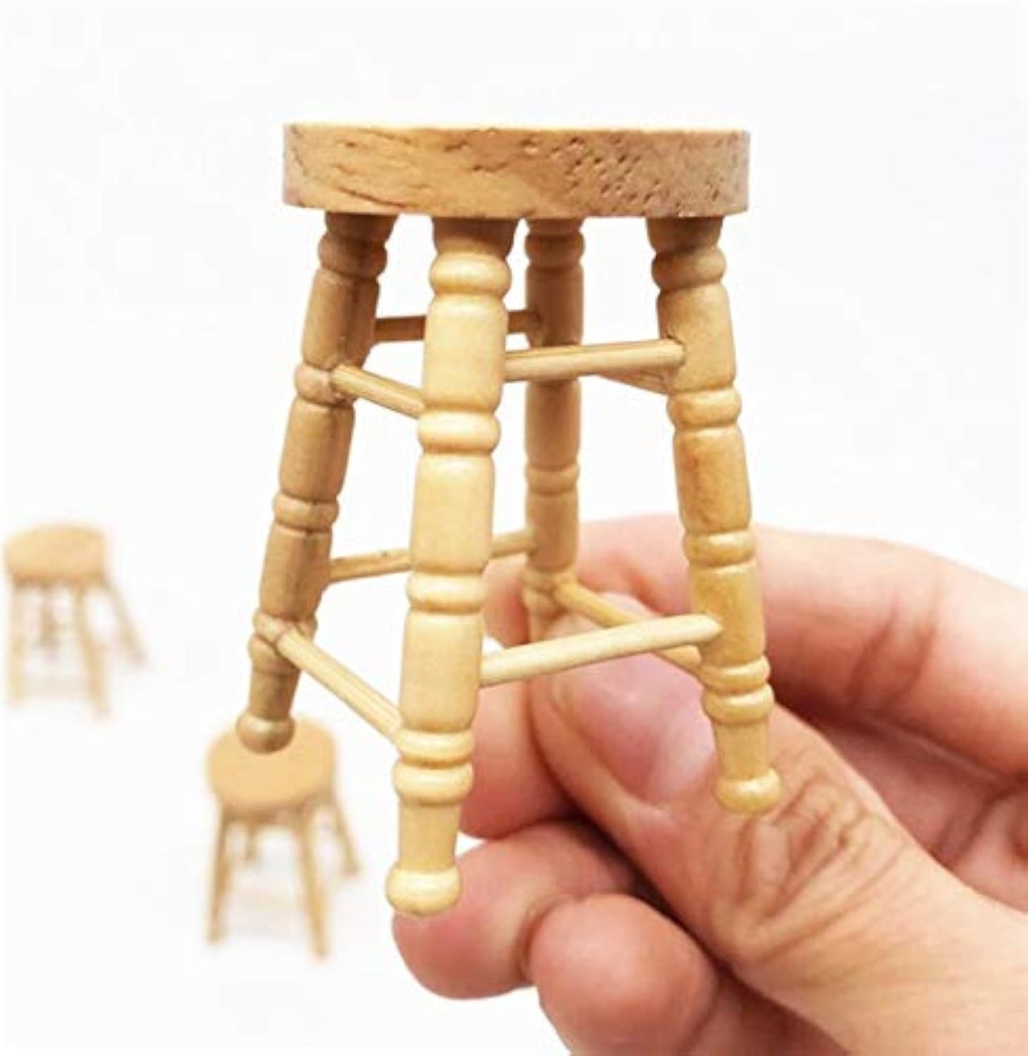 EatingBiting Adult Decorations 1:12 Dollhouse Miniature Wooden Stool Chair Dollhouse Furniture Box Handmade Dollhouse Pub Bar high Stool Chair