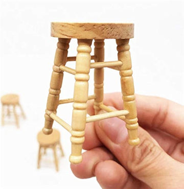 EatingBiting Adult Decorations 1:12 Dollhouse Miniature Wooden Stool Chair Dollhouse Furniture Box Handmade Dollhouse Pub Bar high Stool Chair