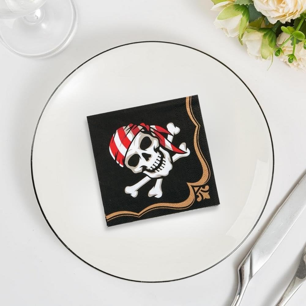 Fun Express - Pirate Beverage Napkins (16pc) for Birthday - Party Supplies - Print Tableware - Print Napkins - Birthday - 16 Pieces