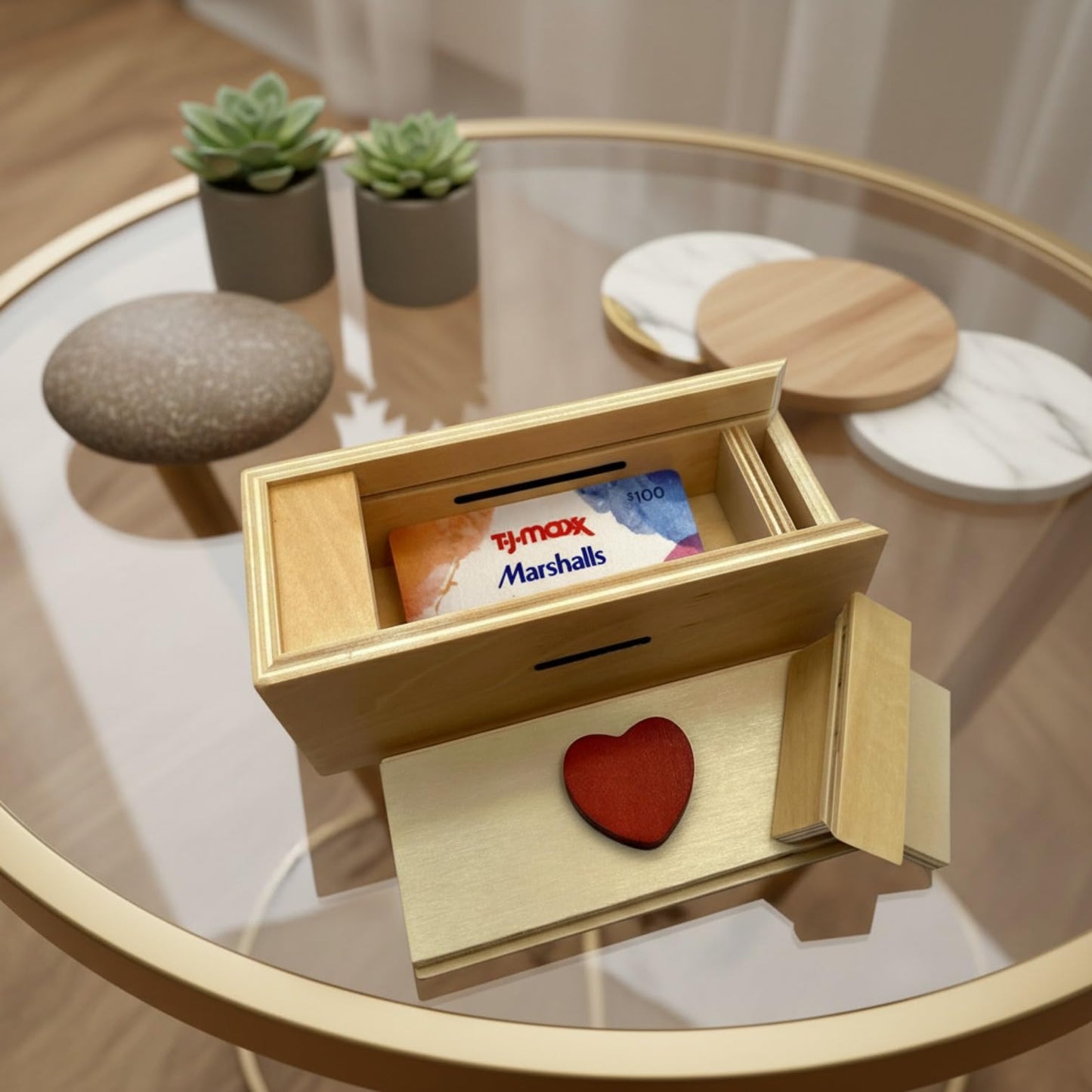 Enigma Secret Puzzle Box Heart - Money Gift Trick Box