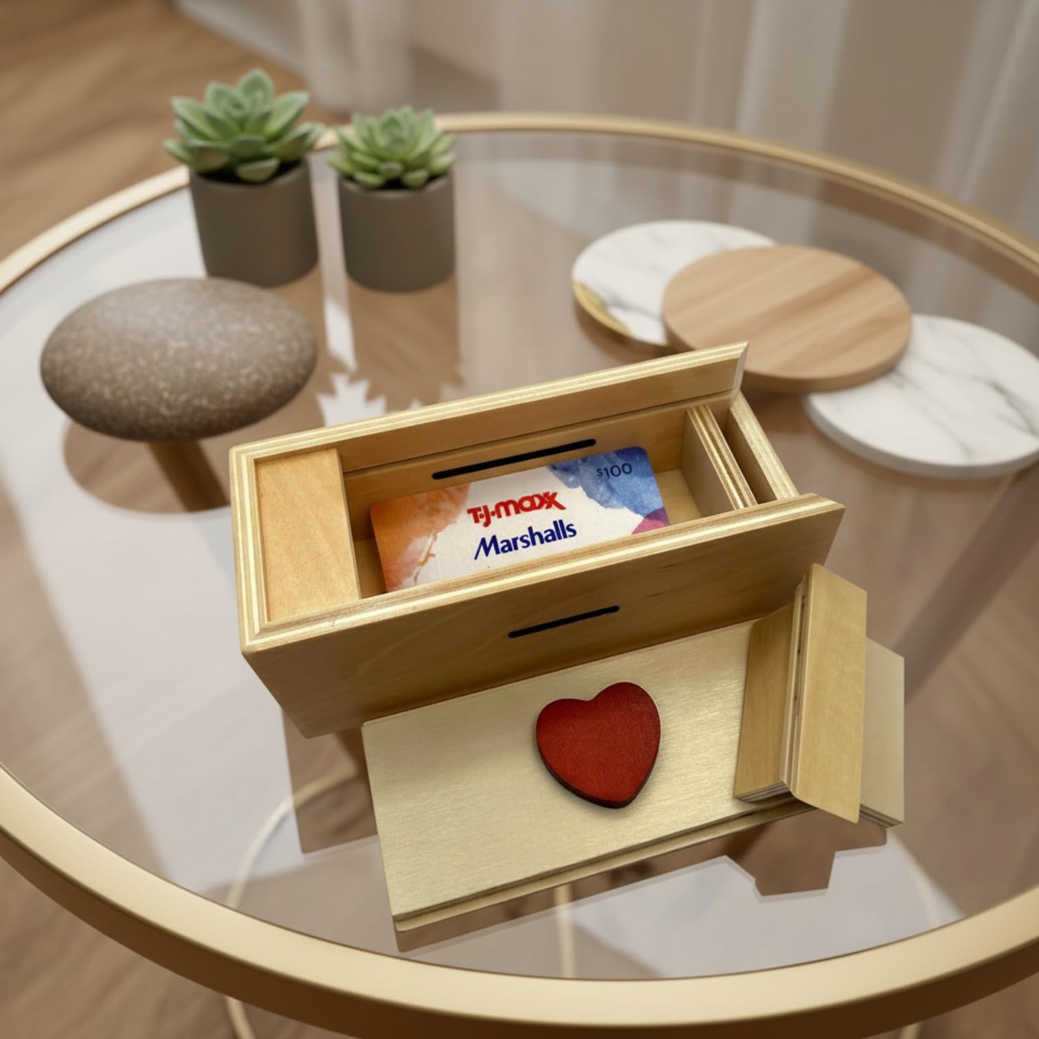 Enigma Secret Puzzle Box Heart - Money Gift Trick Box