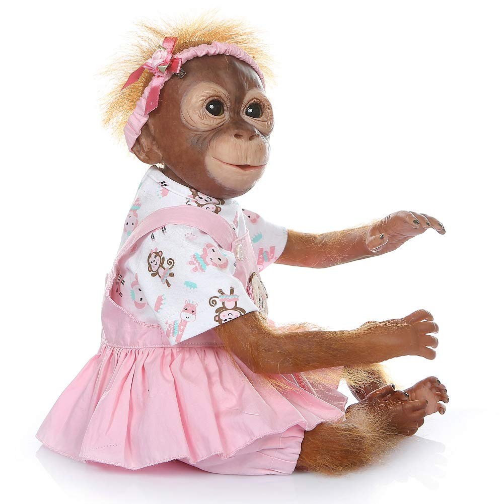 Gaozhi 21" Realistic Monkey Reborn Doll, Detailed Orangutan Newborn, Poseable Baby Ape, Collectible Art