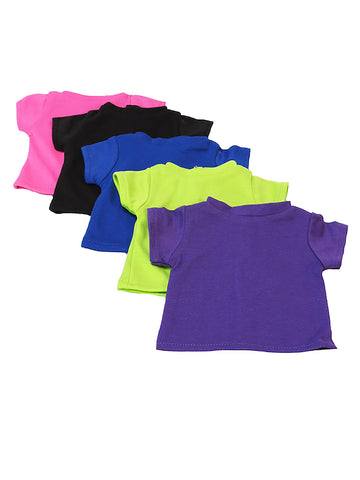 American Fashion World T-Shirts Vibrant Colors for 18-Inch Dolls | Pack of 5 | Premium Quality & Trendy Design | Dolls Clothes | Outfit Fashions
