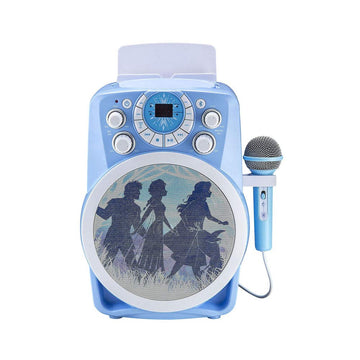 eKids Frozen 2 Bluetooth CDG Karaoke Machine with LED Disco Party Lights, Built in Microphone for Kids, Portable Bluetooth Speaker, Compatible with