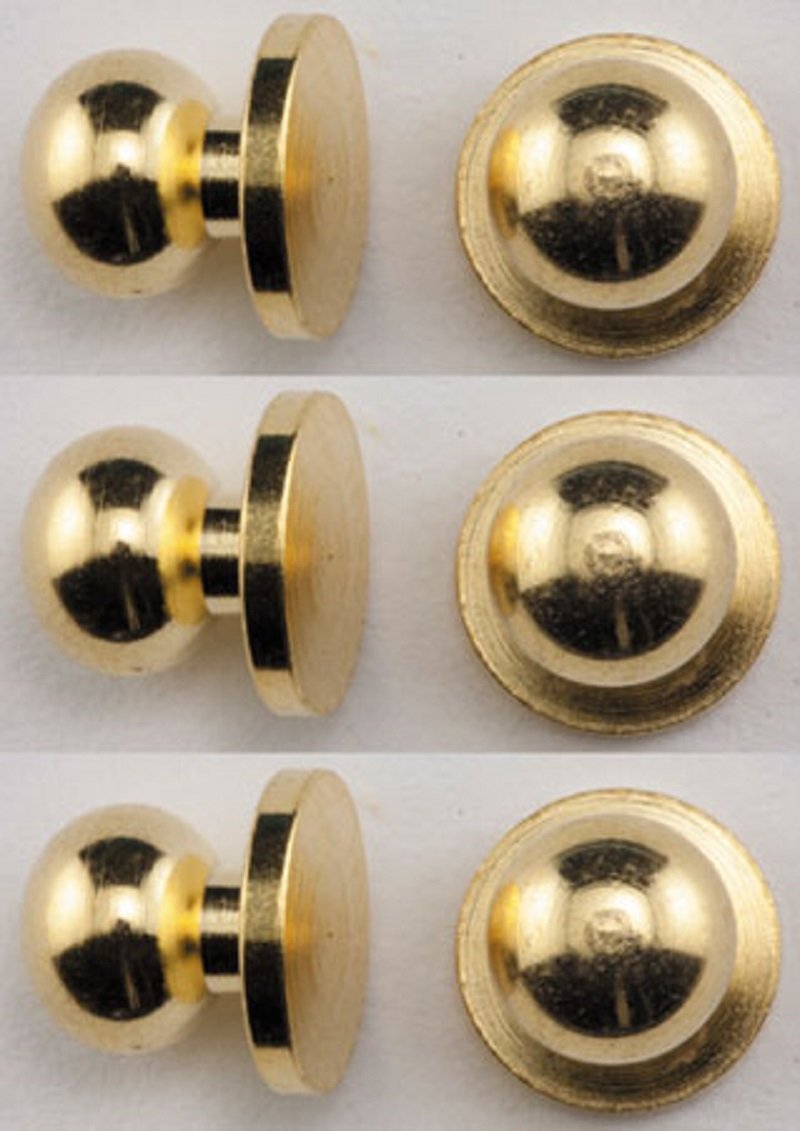 Dollhouse Miniature Set of 6 Round Brass Door Knobs