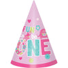 Amscan One Wild Girl 1st Birthday Party Cone Hats, 6", Pink