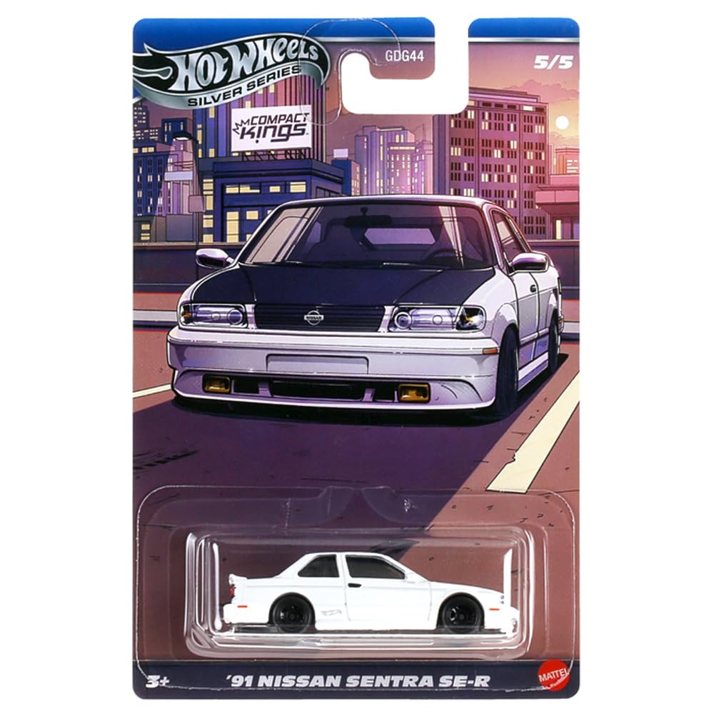 Hot Wheels Silver Series '91 Nissan Sentra SE-R [White] Compact Kings 5/5, 1:64 Scale Diecast Toy Vehicle