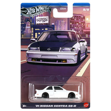 Hot Wheels Silver Series '91 Nissan Sentra SE-R [White] Compact Kings 5/5, 1:64 Scale Diecast Toy Vehicle