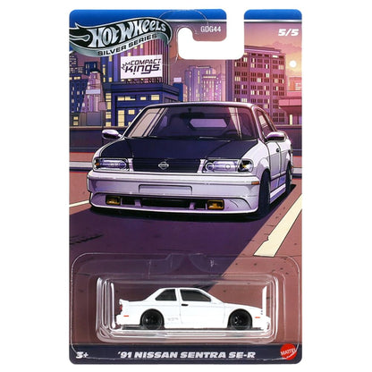 Hot Wheels Silver Series '91 Nissan Sentra SE-R [White] Compact Kings 5/5, 1:64 Scale Diecast Toy Vehicle