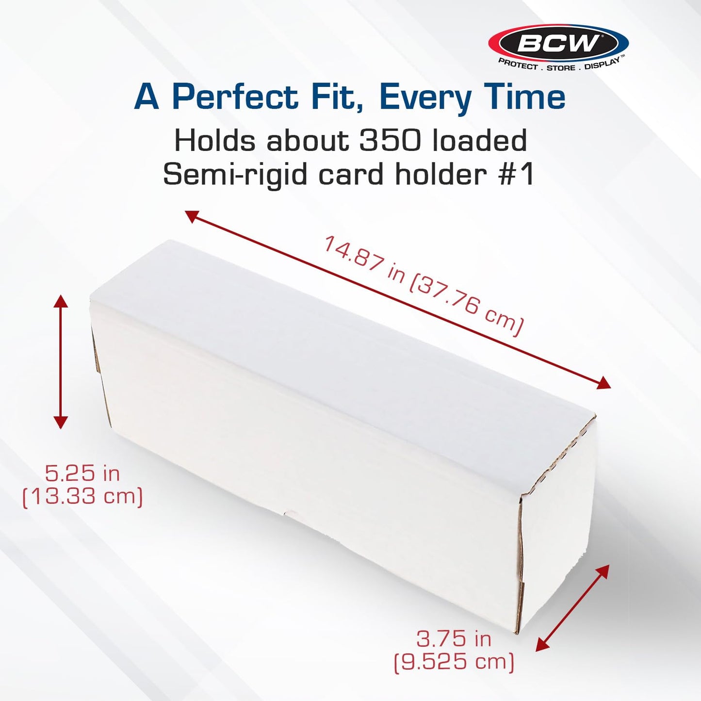 BCW 14-Inch Semi-Rigid #1 Storage Box - 1 Pack | Holds 350 Semi-Rigid Card Holders | Vertical Card Organizer | Ideal for Sports, Trading Cards