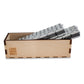 Deluxe Modern Domino Set Double Six, with Jumbo Sized Tournament Dominoes Black and White Two Toned with Spinner (Rivets) in Wood Box with Acrylic Top