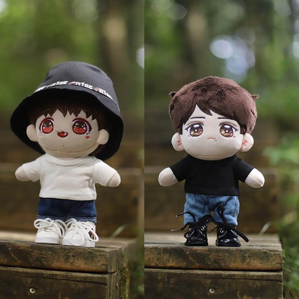niannyyhouse Doll Clothes 20cm(7.8in) Plush Doll Clothes T-Shirt*2 Short Sleeve Black and White T-Shirt Doll Dressup (20cm)