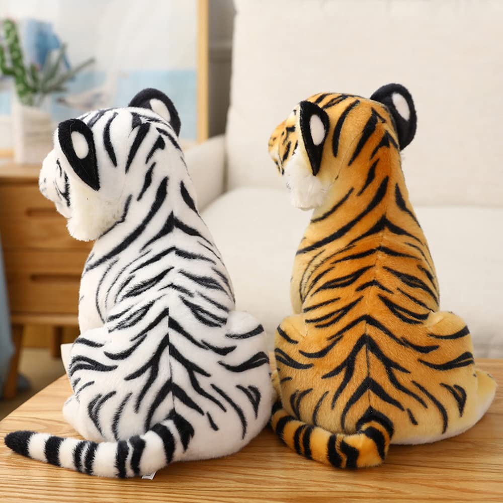GUDVES Tigers Plush Toy Stuffed Animal - Cute Lifelike Tiger Stuffed Animals Toy Gift for Boy Baby Hug Tiger - Yellow Stuffed Animal (9.8 in, Yellow
