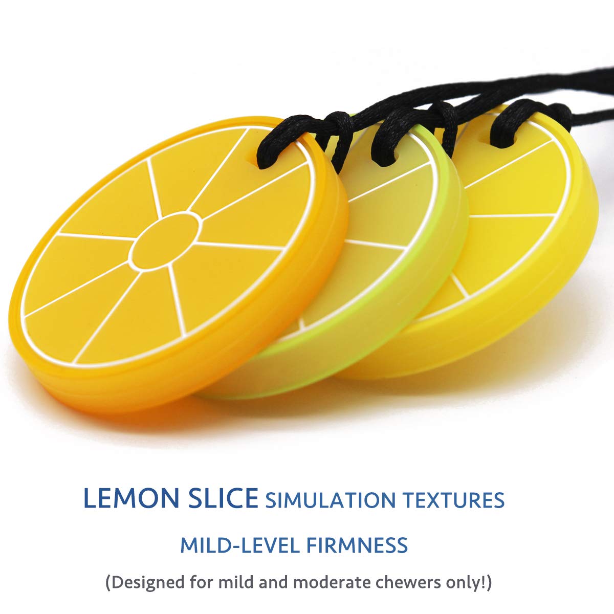 Xtra Tough Lemon Sensory Chew Necklace - Chewing Necklace Teething Necklace Teether Necklace Chew Toys for Kids, Boys or Girls - Teething Toys