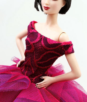 Cora Gu Handmade Fuchsia Dress Fit 12 inch Doll and Doll Not Included