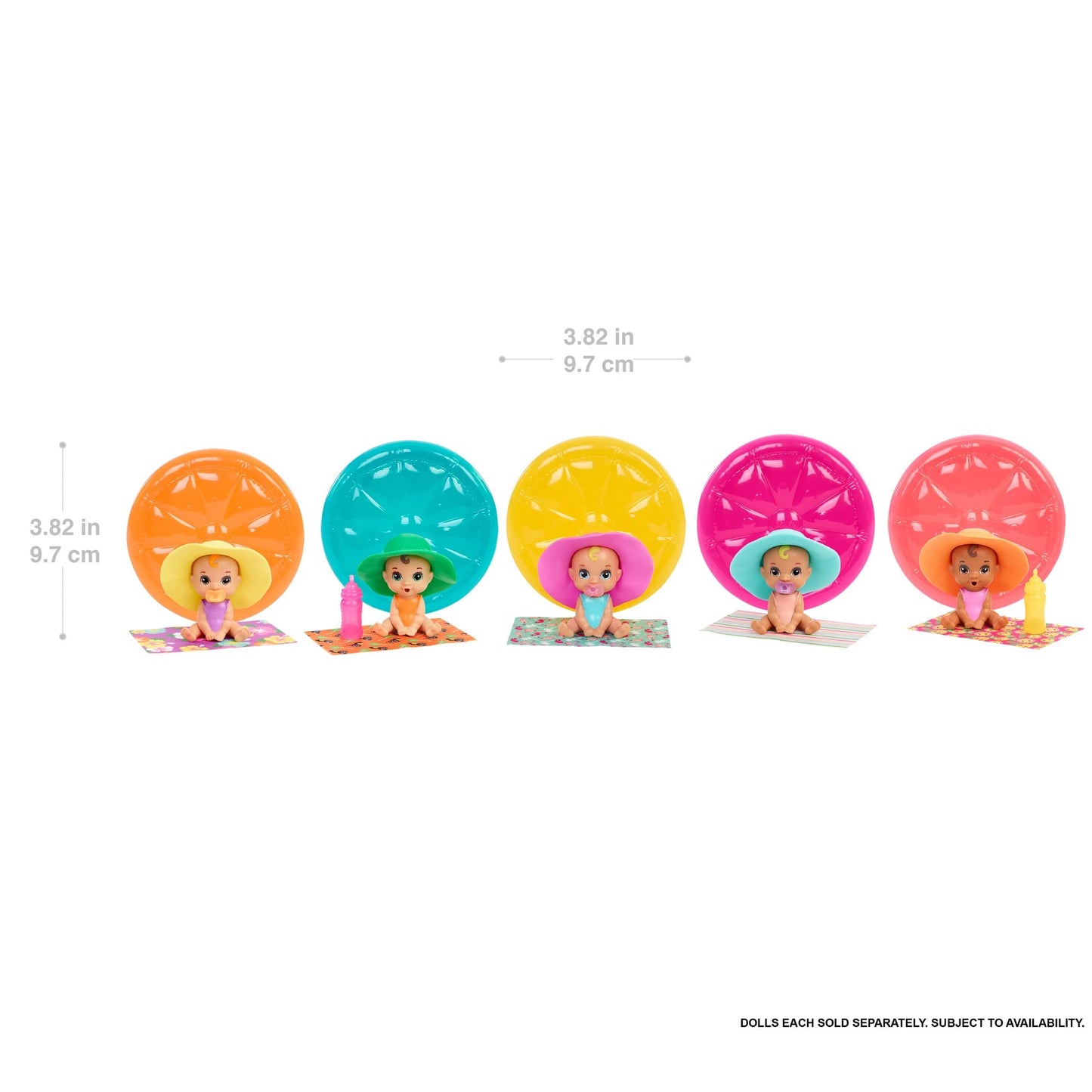 Barbie GTT12 - Color Reveal Babies Sand & Sun Series Assortment, dla wieku 3+.
