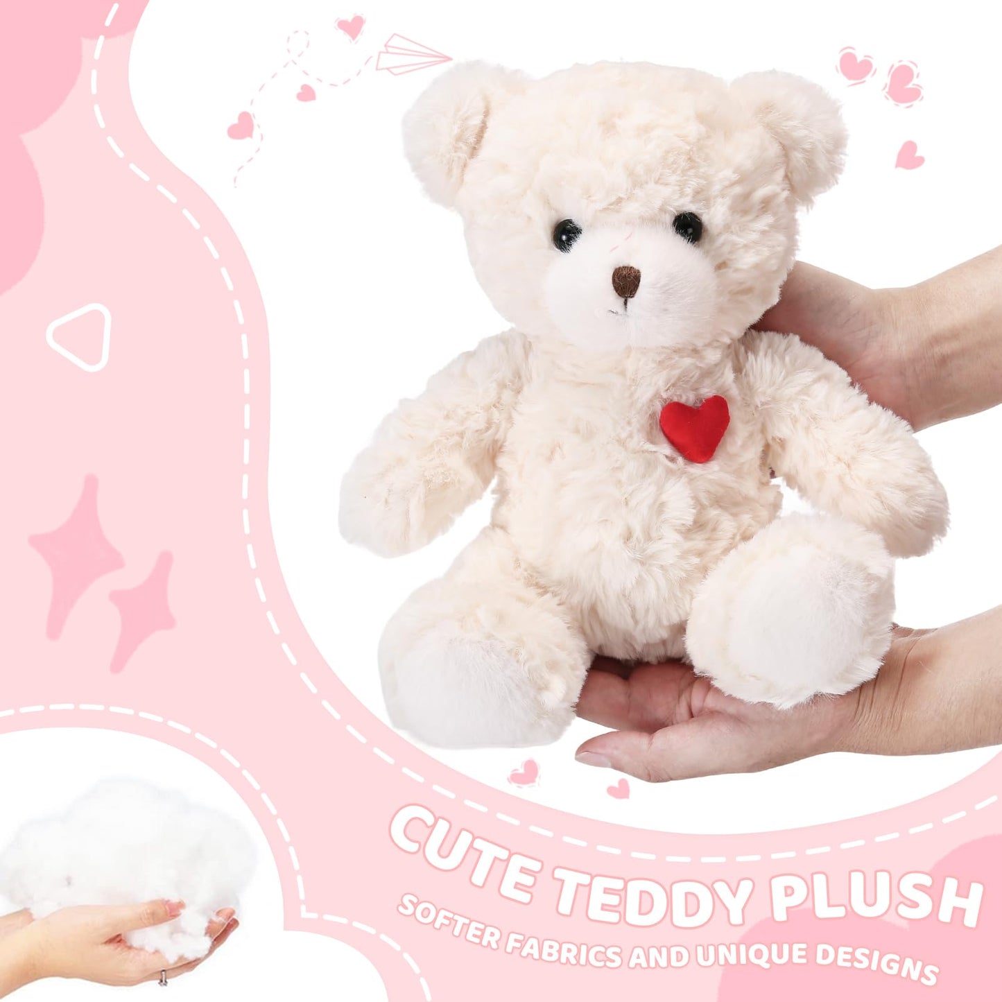 ABEARCAR Red Heart Teddy Bear Stuffed Animals,Soft Cute Teddy Bear Plushies Toy - Valentine's Day, Christmas for Kids Girlfriend