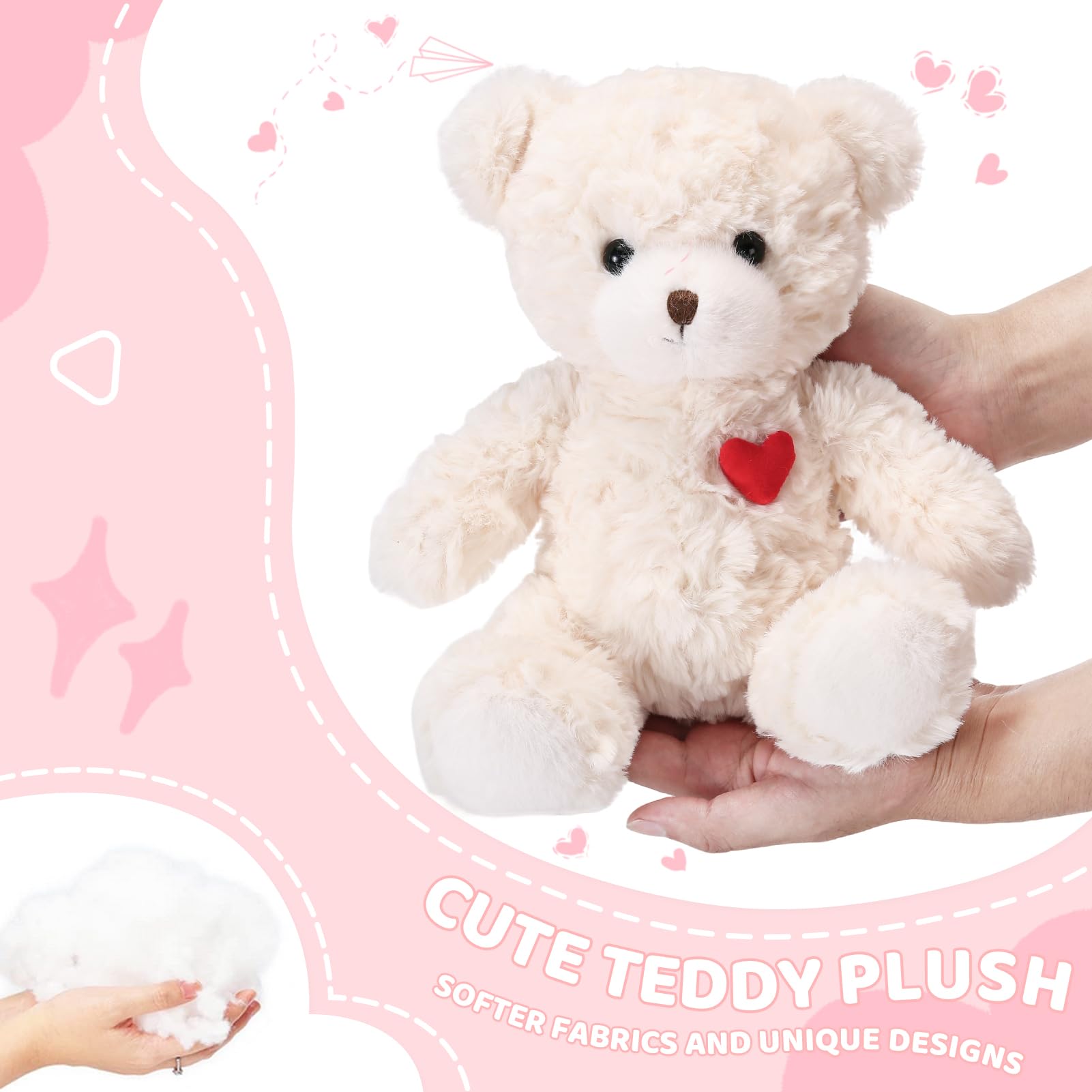ABEARCAR Red Heart Teddy Bear Stuffed Animals,Soft Cute Teddy Bear Plushies Toy - Valentine's Day, Christmas for Kids Girlfriend