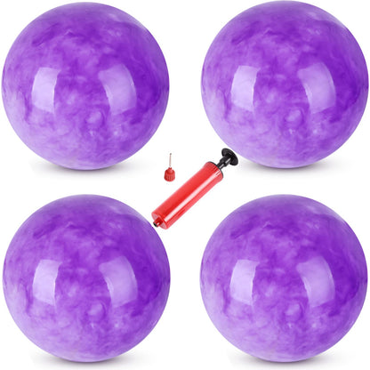 ZHANGBY 4 Pcs Playground Balls with Pump, 9" Purple Marbleized Bouncy Balls