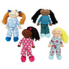 Fun Express Slumber Party Plush Yarn Hair Dolls with Groovy Hair - 4 Doll Set