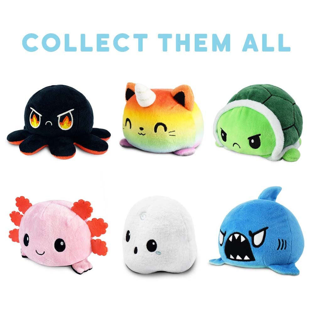 TeeTurtle Reversible Turtle Plushie 4-Inch Green Two-Sided Flip Plush Toy with Embroidered Details - Cute Mini Collectible Plush for Kids, Teens,