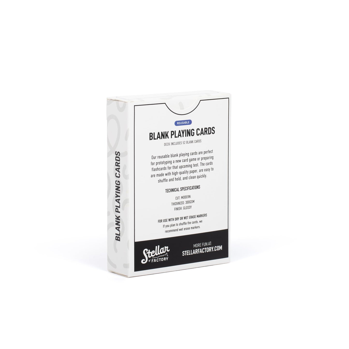 Stellar Factory Blank Playing Cards 52-Count | Dry Erase & Wet Erase | Reusable | Game Design, Prototyping, Flashcards | 2.5" x 3.5" Poker Size