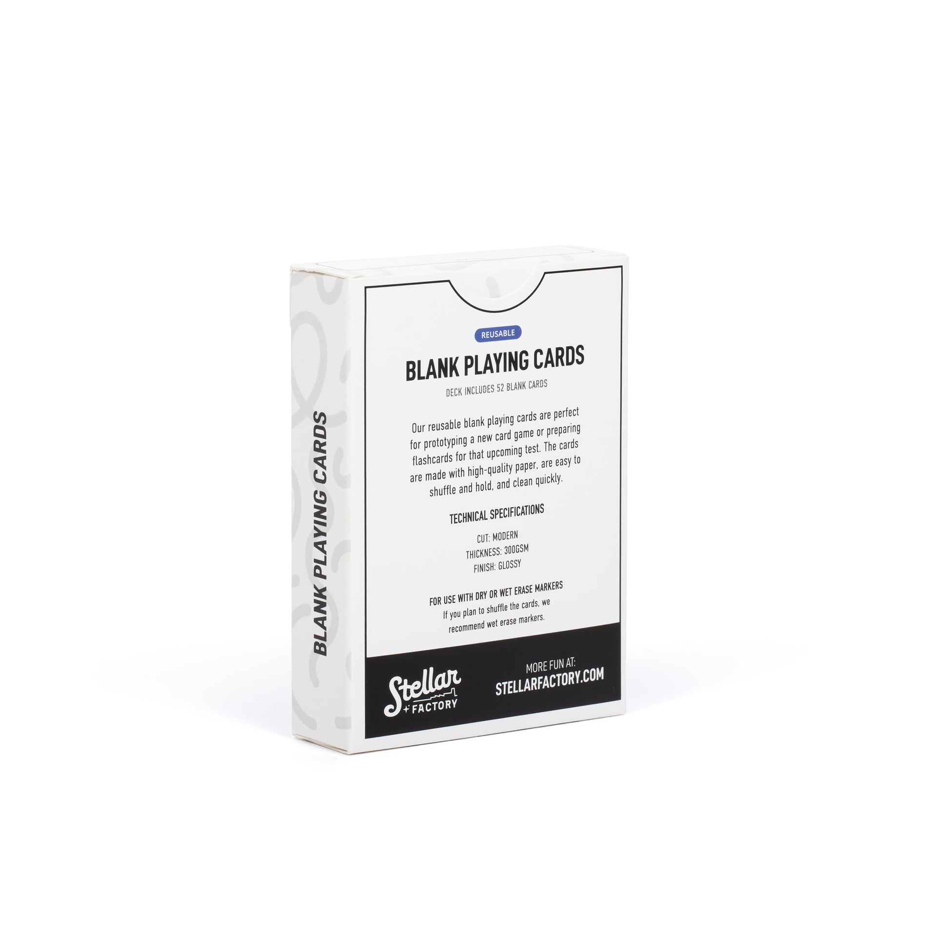Stellar Factory Blank Playing Cards 52-Count | Dry Erase & Wet Erase | Reusable | Game Design, Prototyping, Flashcards | 2.5" x 3.5" Poker Size