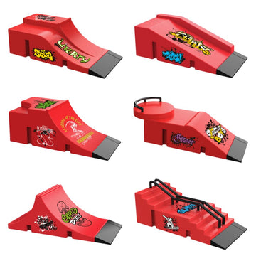 Fingerboard Skate Park Kit,Skateboard Finger Toys with 13 Pieces of Skateboards, Ramps, Skates, Scooters, Bikes and Caster Boards, Funny Mini Finger
