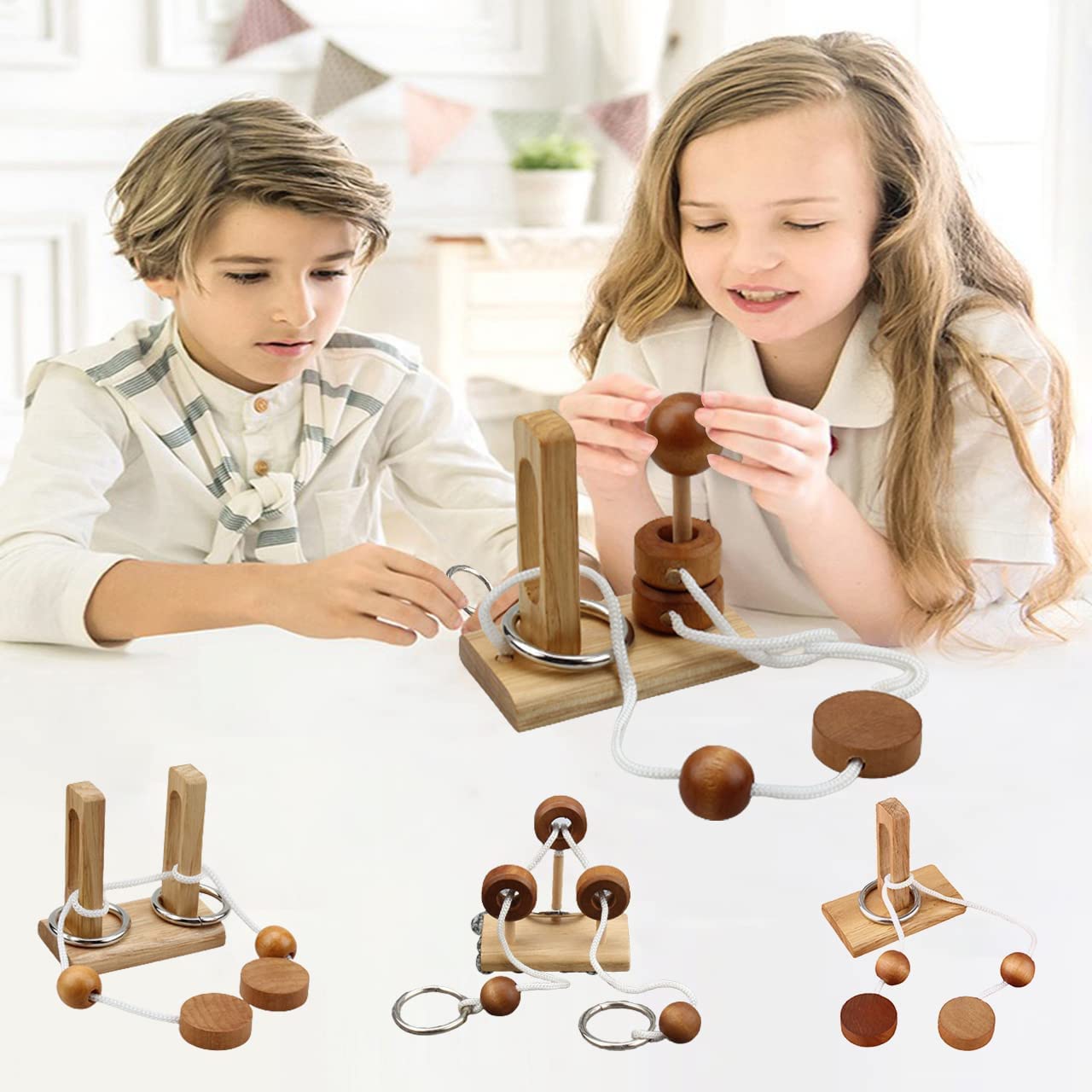 Brain Teaser Puzzle 3D Unlock Interlock Assorted Wooden and Metal ?IQ Logic Training Family Game Party Favor Coffee Table Time Unlock Interlock Mind