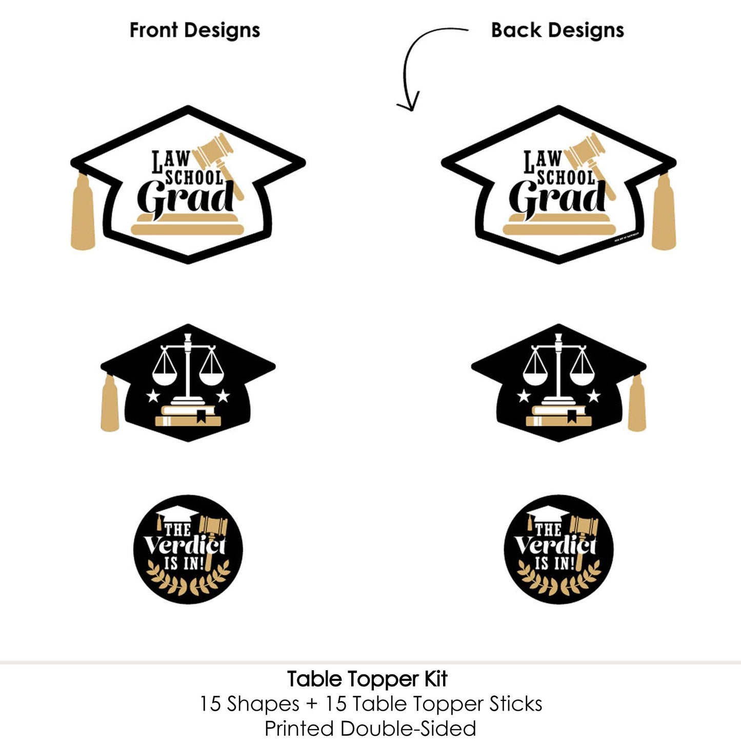 Big Dot of Happiness Law School Grad - Future Lawyer Graduation Party Centerpiece Sticks - Table Toppers - Set of 15