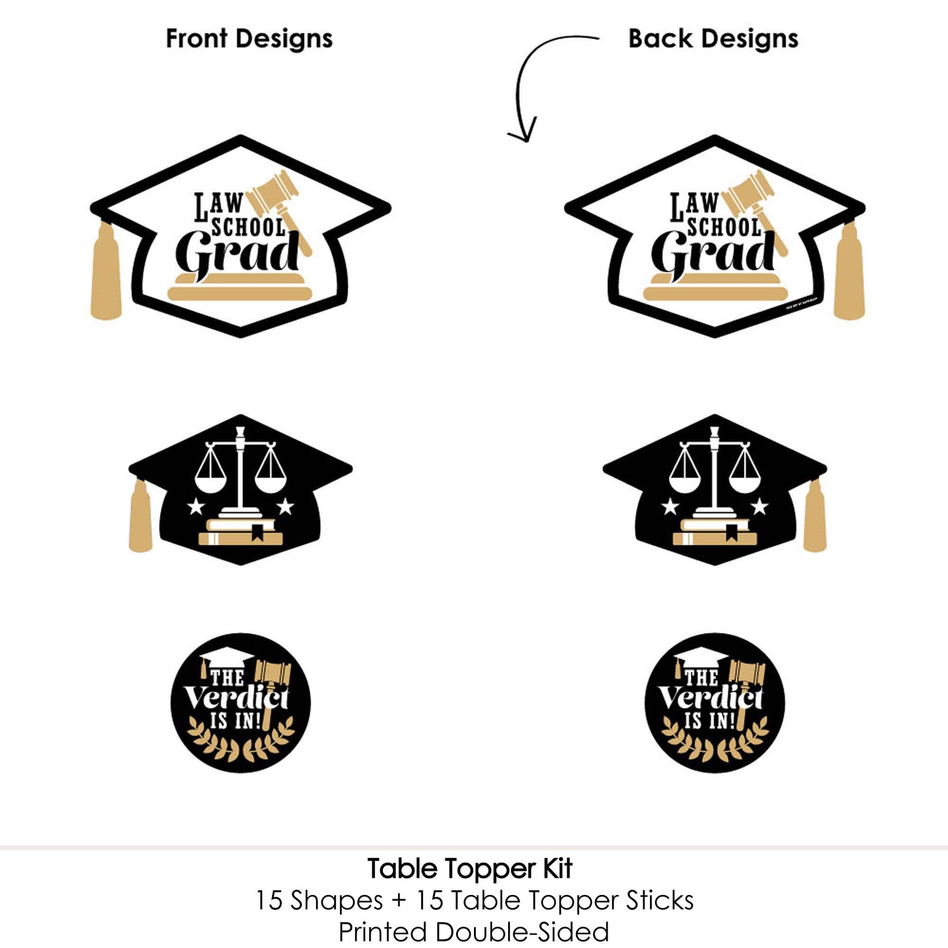 Big Dot of Happiness Law School Grad - Future Lawyer Graduation Party Centerpiece Sticks - Table Toppers - Set of 15