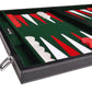 18" Leatherette Backgammon Set - Inlaid Velvet Field - Black/Green Board