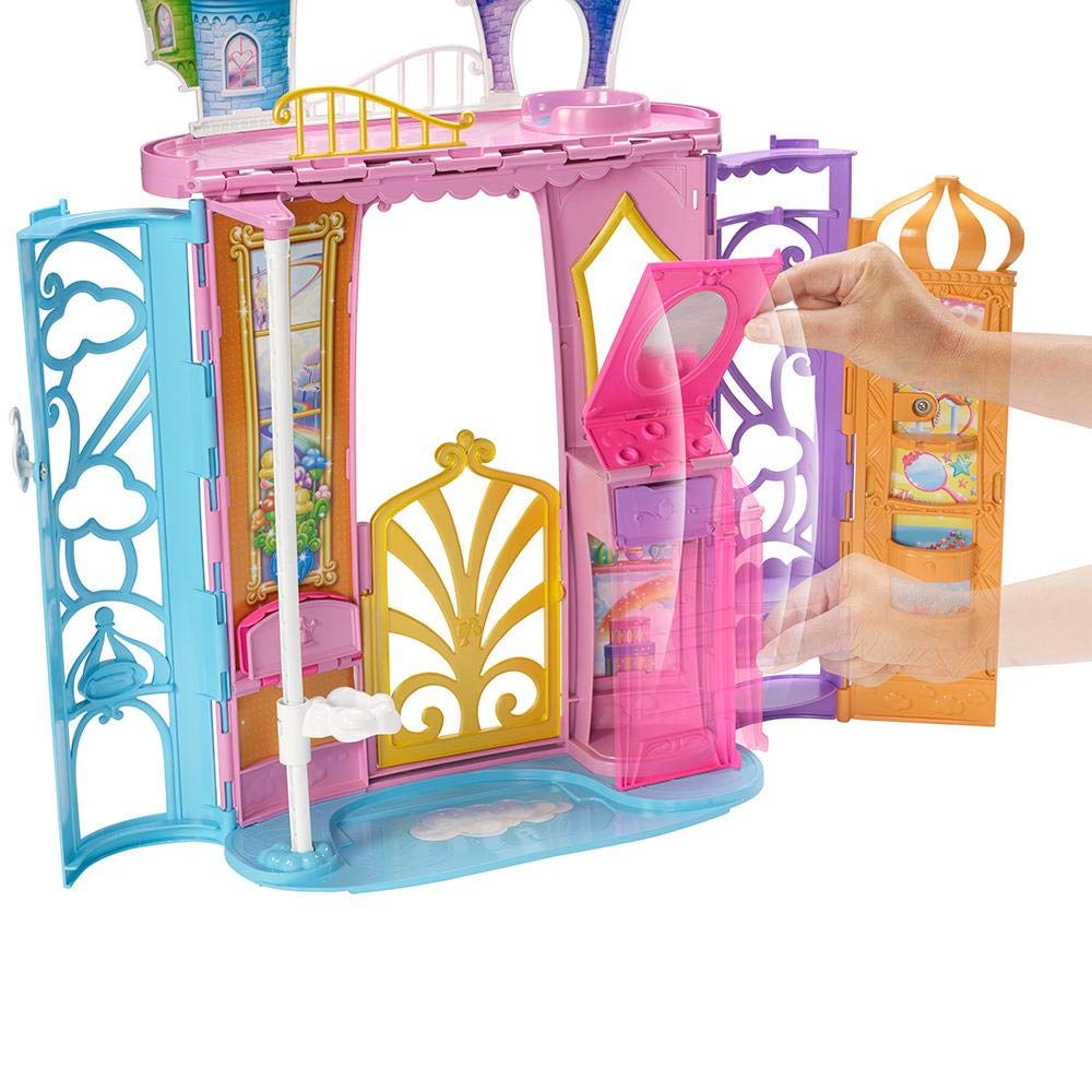 Barbie Dreamtopia Rainbow Cove Castle, Portable Playset with Handle, Puppy Figure, Transforming Features & 10+ Accessories