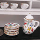 15 Pack Miniature Ceramic Doll Tea Set Dollhouse Tea Cup Set Decoration Accessories for Scale 1:12 Dollhouse Craft (Flowers)